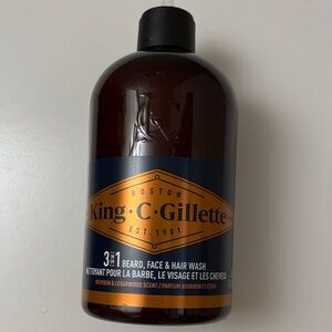 King C. Gillette - Beard, Face & Hair Wash, Bourbon & Cedarwood Scent, 11.8 oz
